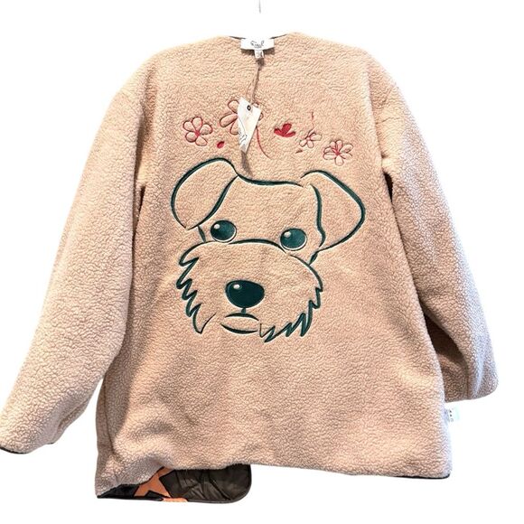 Easel Scribbly Stars Reversible Jacket Quilted Fleece Pockets Green Size Large - Picture 5 of 12